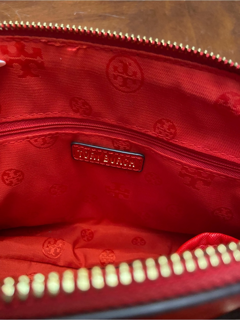 Tory Burch Mini Red Dome Satchel with Gold Logo - Picture 5 of 12